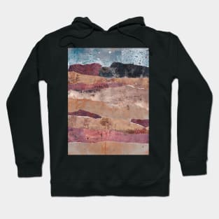 Abstract landscape with mountains and sky, red rock, mixed media collage Hoodie